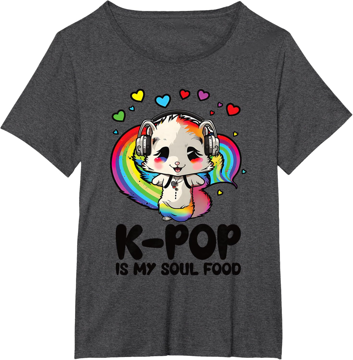 Kpop Soul Food K Pop Ferret Tie Dye Merch K-pop Merchandise T-Shirt - Dark Heather Grey