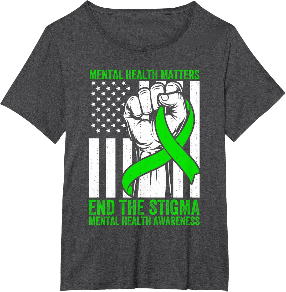 Mental Health Matters End The Stigma T-Shirt Mental Health Awareness Tee - Dark Heather Grey