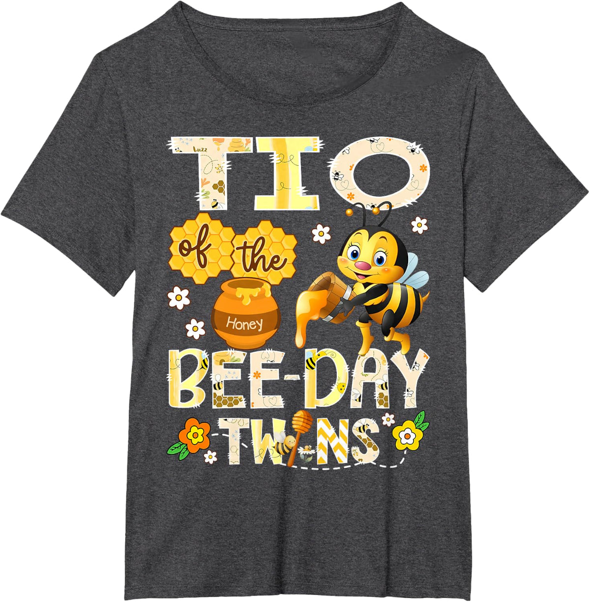 TIO of The Bee-Day Twins Funny TIO to Bee T-Shirt - Dark Heather Grey