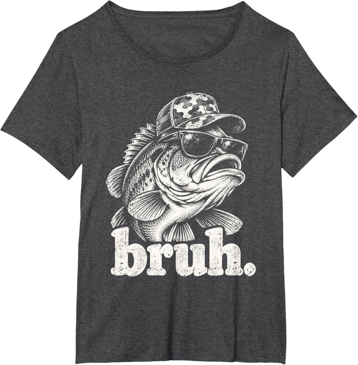 Bruh Bass Fishing Funny Fisherman T-Shirt - Dark Heather Grey
