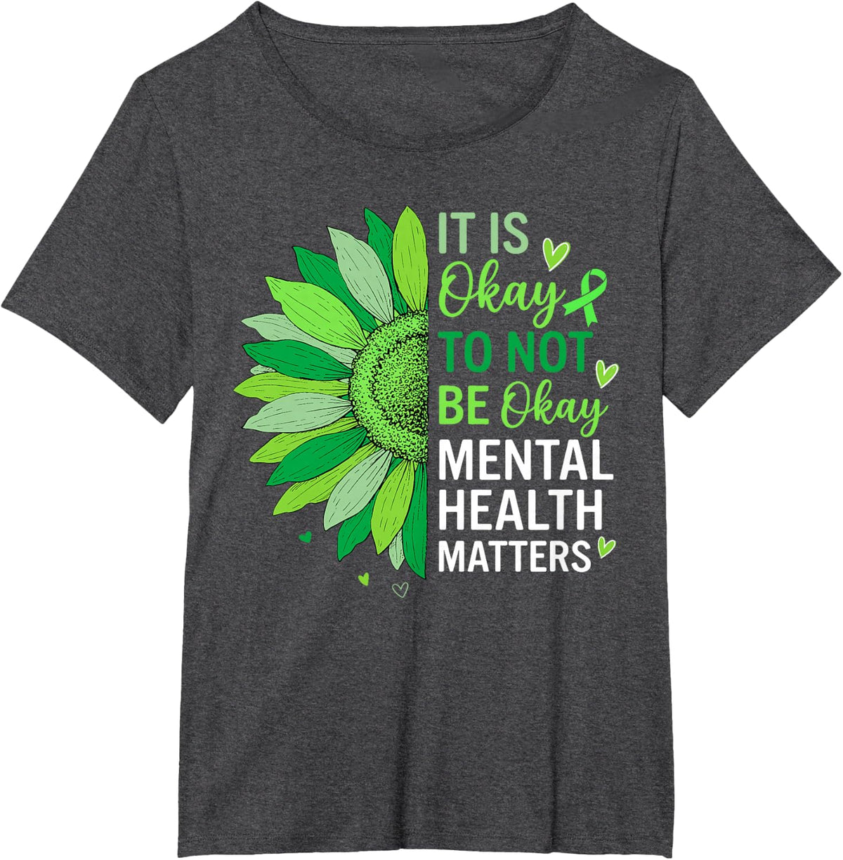 Motivational Sunflower Mental Health Awareness T-Shirt Tees for Men Women Kids - Dark Heather Grey