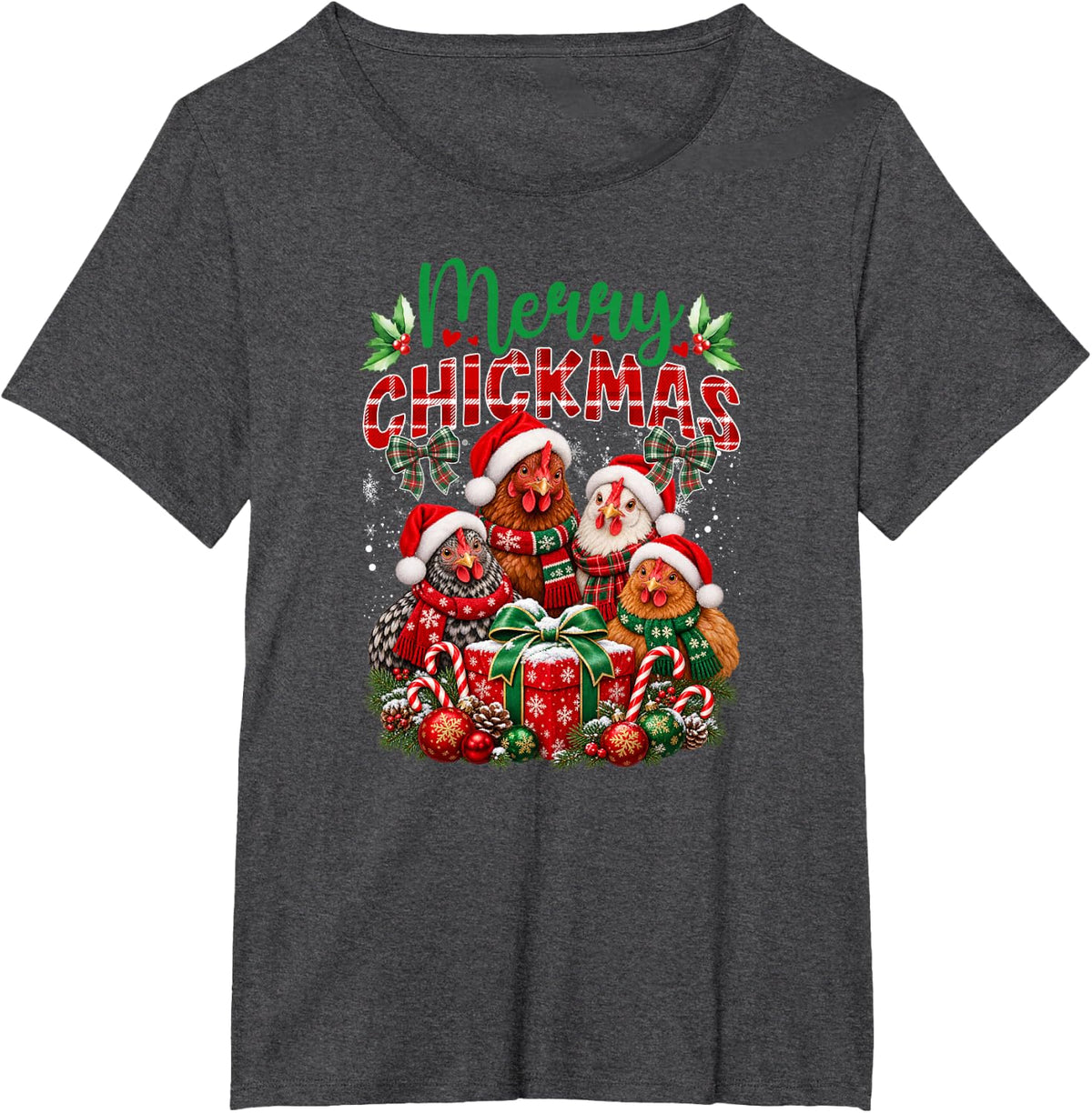 Merry Chickmas Chicken Christmas Chicken Xmas Party T-Shirt - Dark Heather Grey