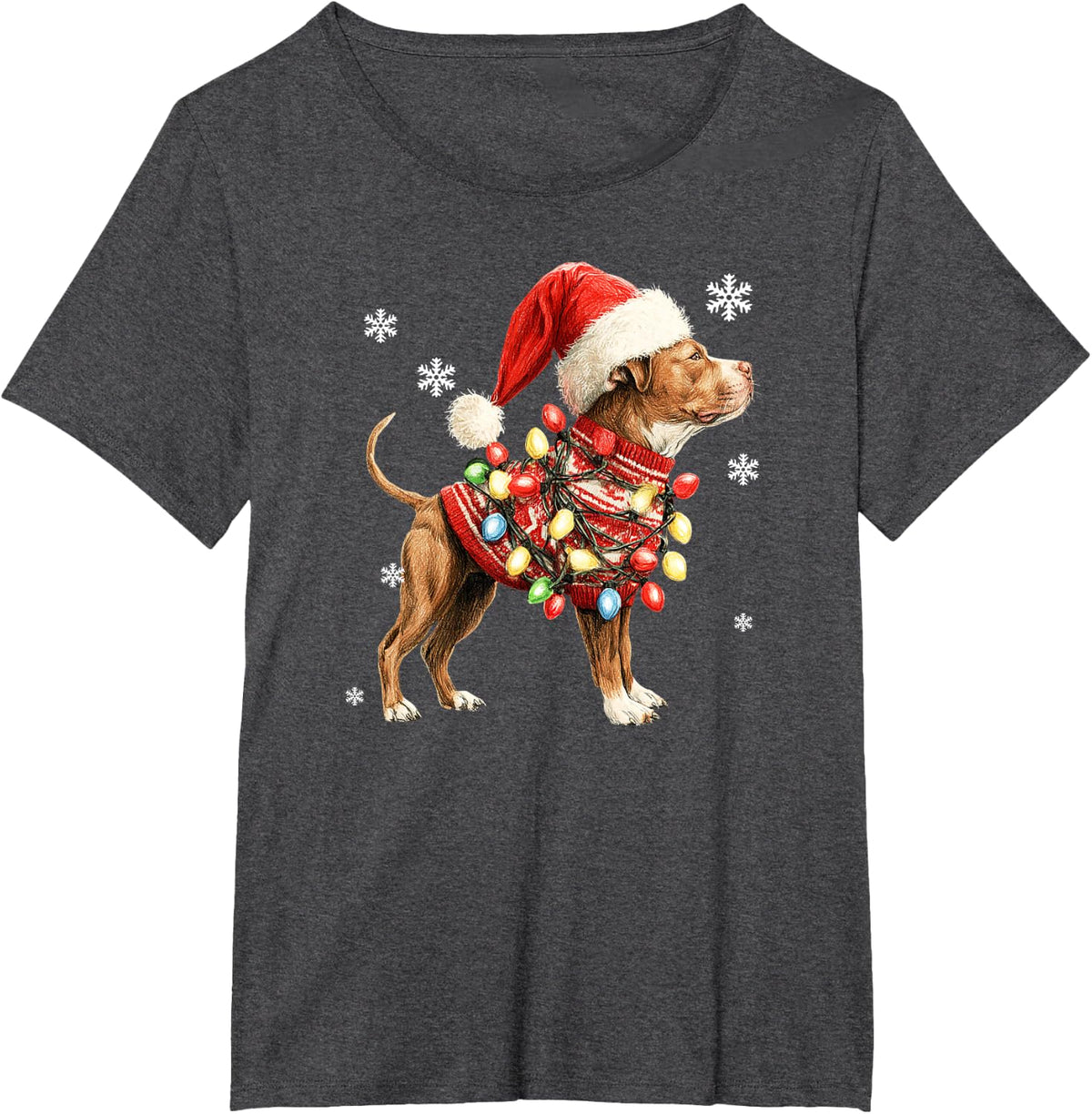 Pitbull Dog Christmas Matching Family Men Women Xmas T-Shirt - Dark Heather Grey
