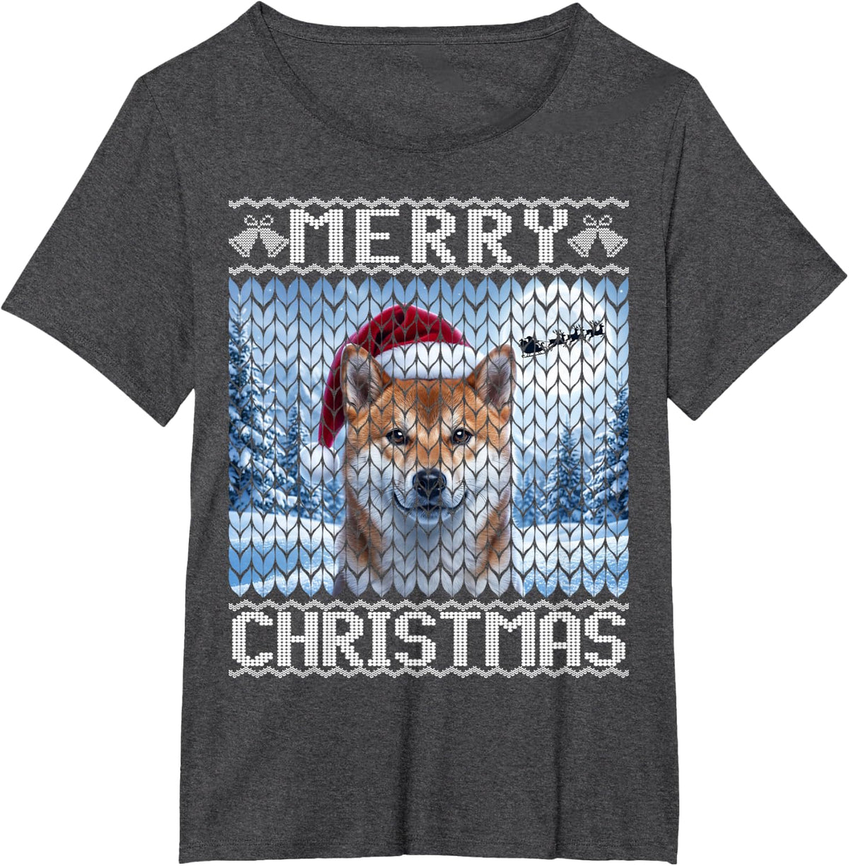 Red Shiba Inu Dog T-Shirt - Dark Heather Grey
