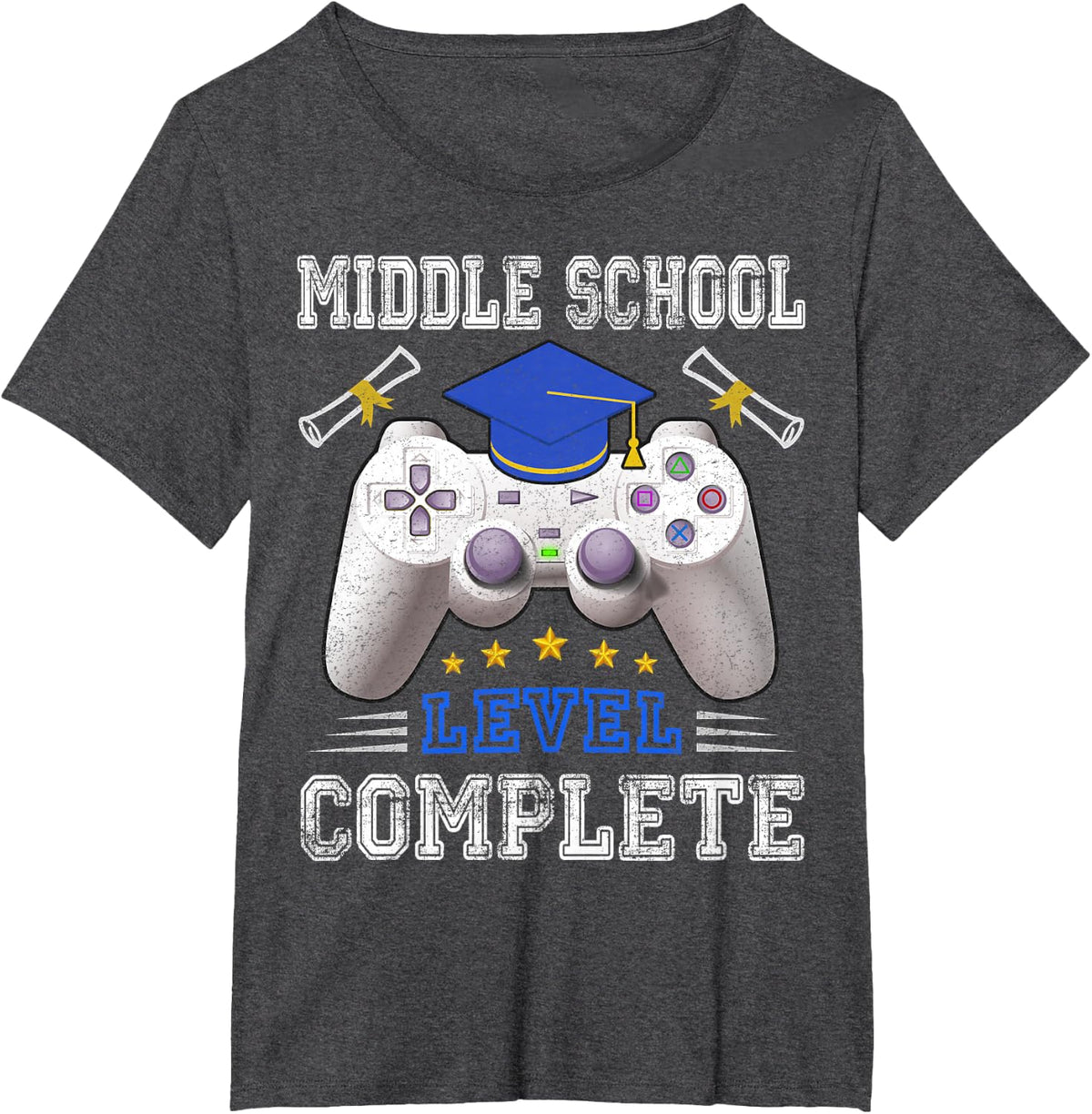 Middle School Level Complete Class Of 2026 Graduation T-Shirt - Dark Heather Grey