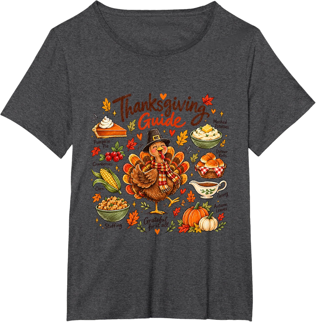 Thanksgiving Guide Vintage Turkey Chicken Women Men Kids T-Shirt - Dark Heather Grey