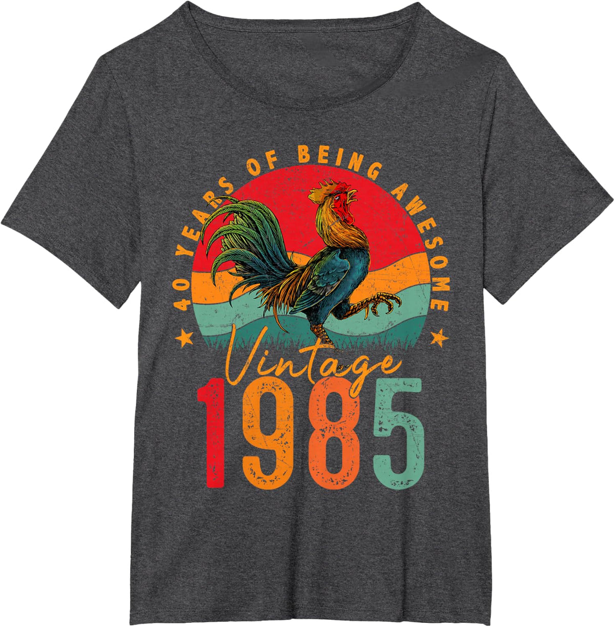 40 Year Old Gifts Vintage 1985 Chicken 40th Birthday Mens T-Shirt - Dark Heather Grey