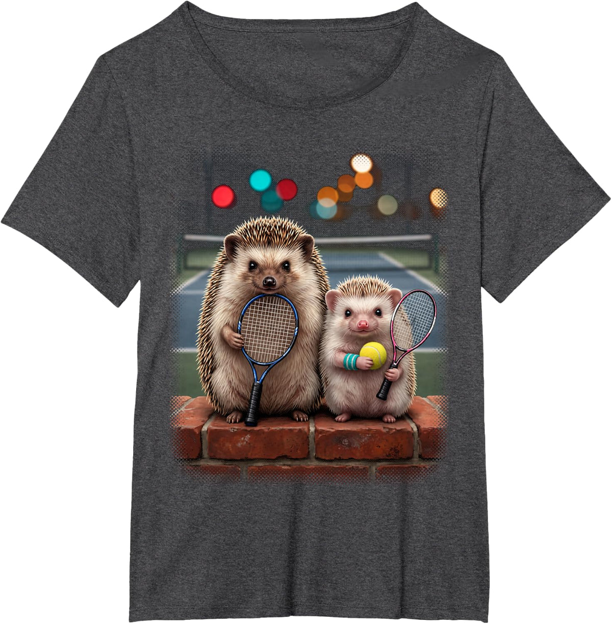 Mommy and Me Matching Tennis Outfits Hedgehog Graphic T-Shirt - Dark Heather Grey