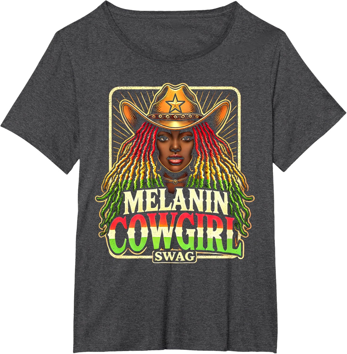 Melanin Cowgirls African American Cowgirl Swag T-Shirt - Dark Heather Grey