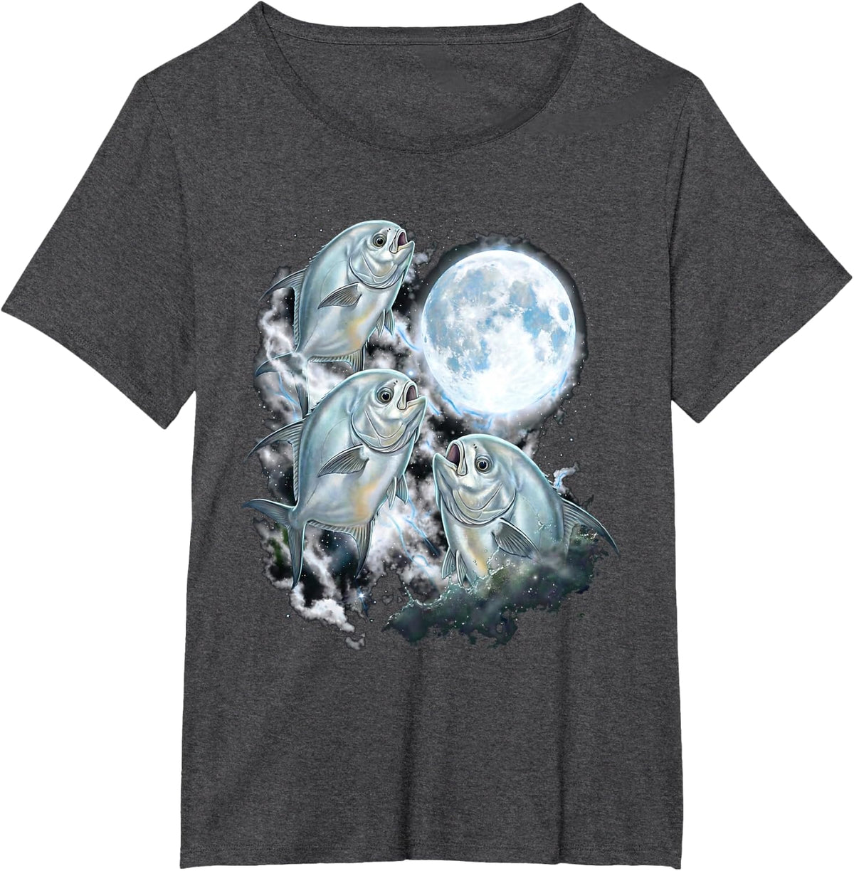 Howling Fish Permit Angling Marine Graphic T-Shirt - Dark Heather Grey
