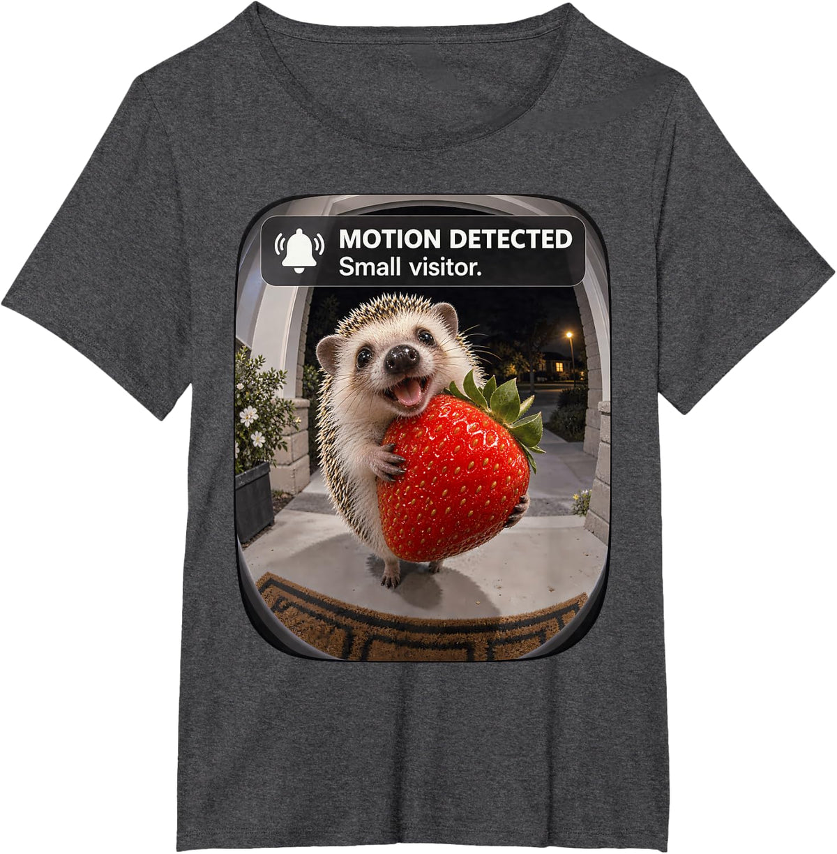 Motion Detected Small Visitor Hedgehog Funny T-Shirt - Dark Heather Grey