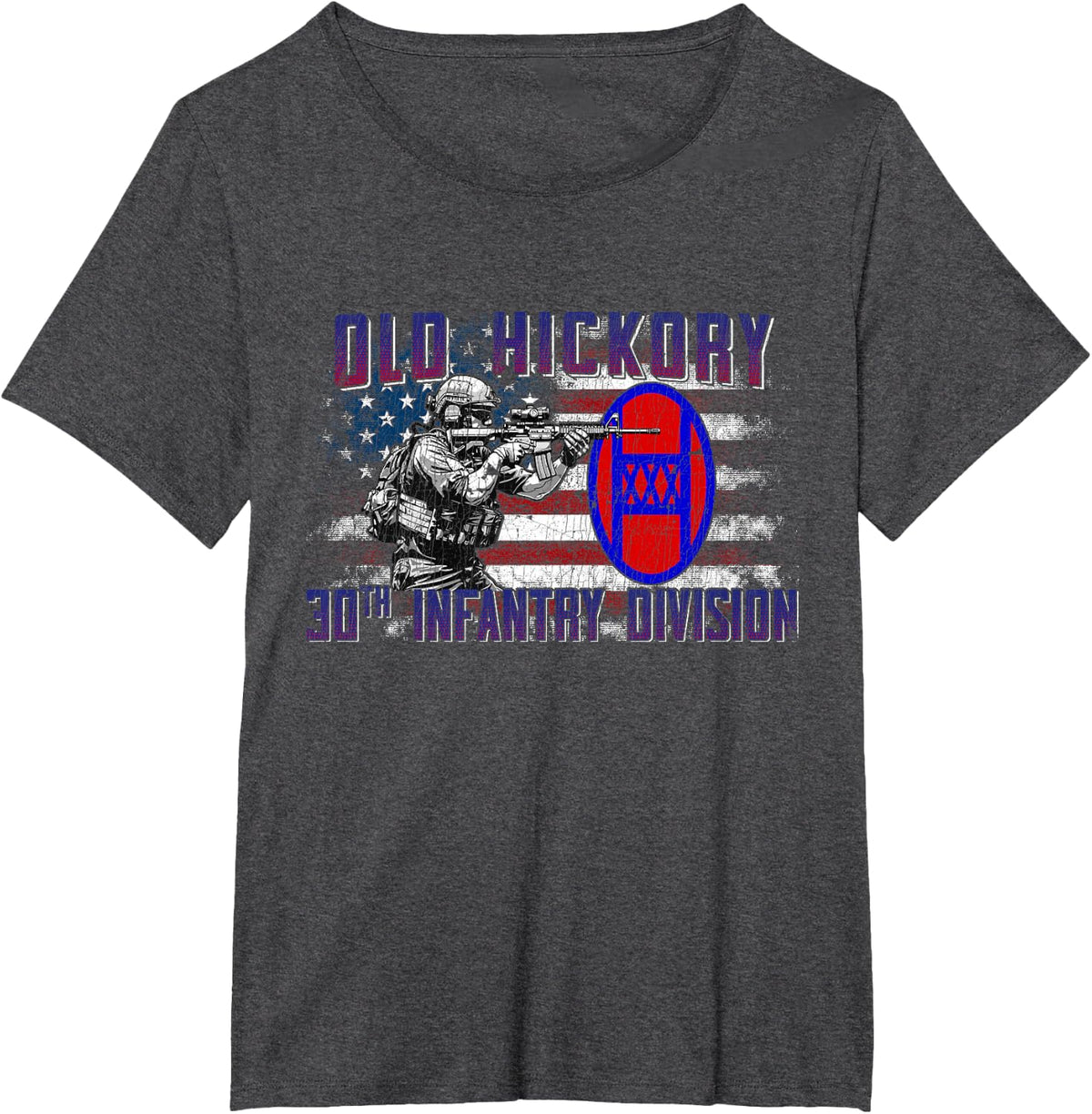30th Infantry Division 30th ID Old Hickory Division Gifts T-Shirt - Dark Heather Grey
