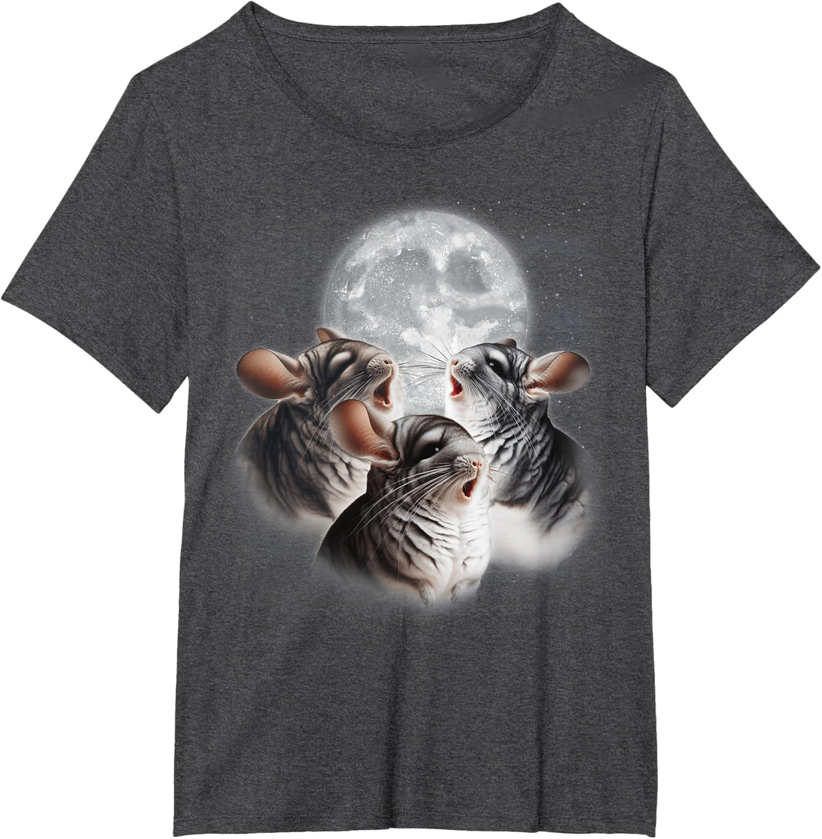 3 Chinchilla Howling At The Moon Funny Chinchilla Lover Kids T-Shirt - Dark Heather Grey