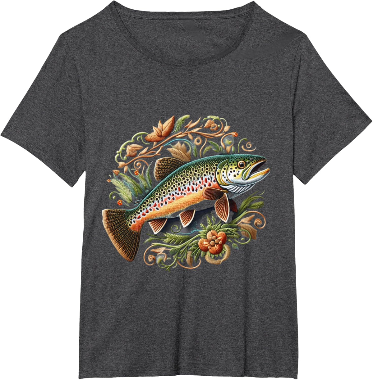 Fly Fishing Brook Trout Dry Flies Tying Fisherman Gifts Tee T-Shirt - Dark Heather Grey