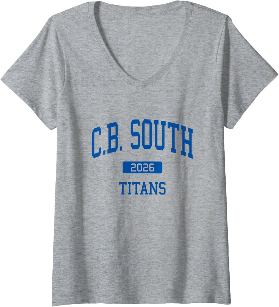 Womens Central Bucks South High School Class of 2026 Warrington PA V-Neck T-Shirt - Heather Grey