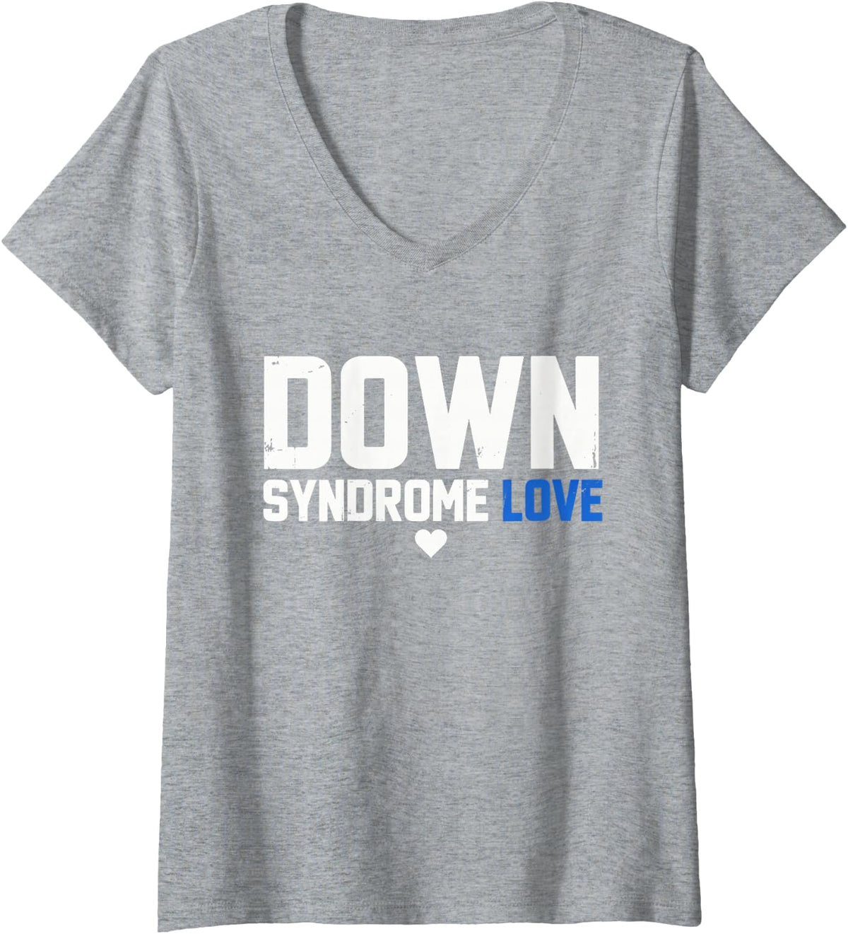 Women's Down Syndrome Love - Awareness V-Neck T-Shirt - Heather Grey