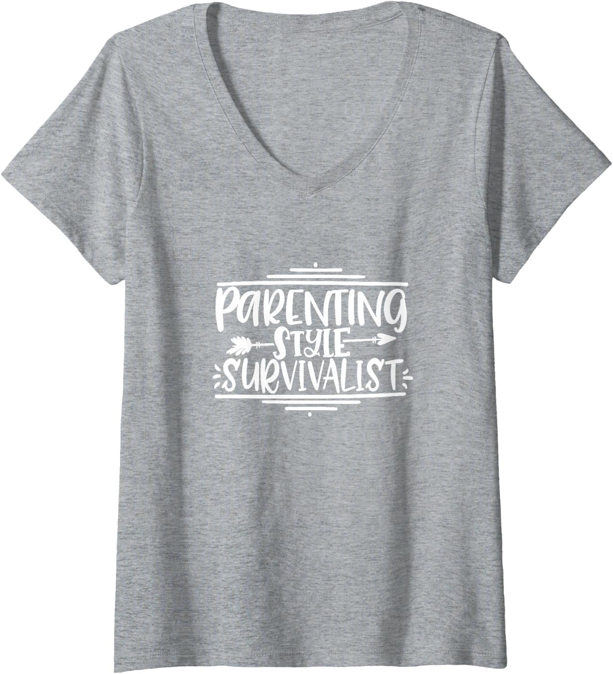 Women's Parenting Style Survivalist - Funny mom - Funny dad Parent V-Neck T-Shirt - Heather Grey