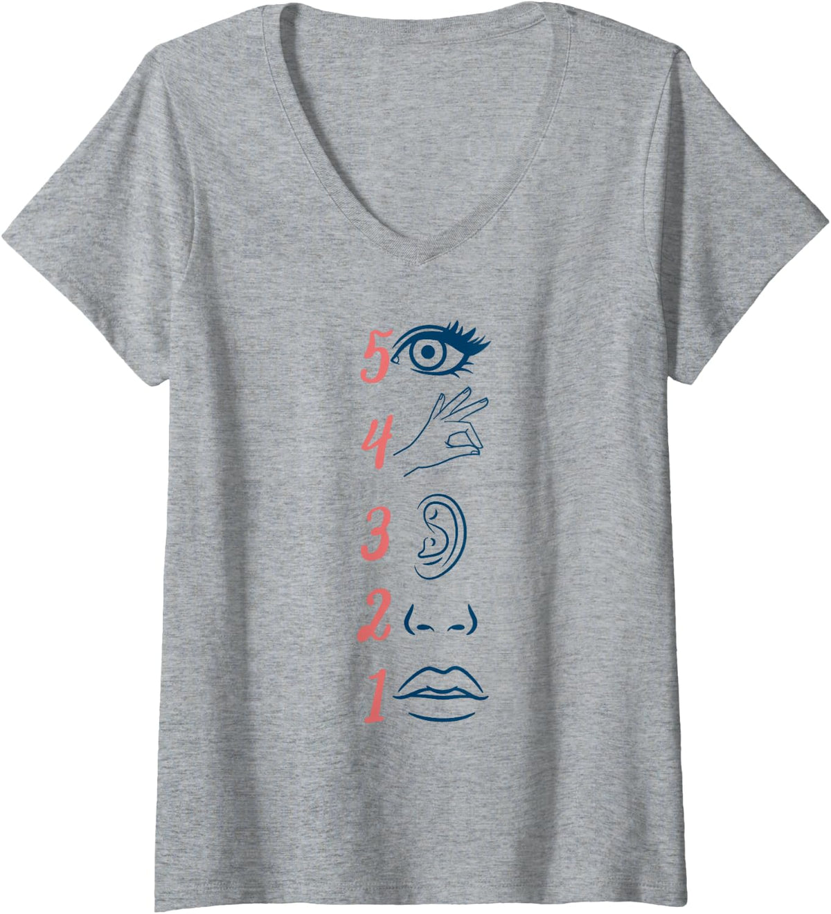 Women's GROUNDING Reminder Mental Health School Psychologist V-Neck T-Shirt - Heather Grey