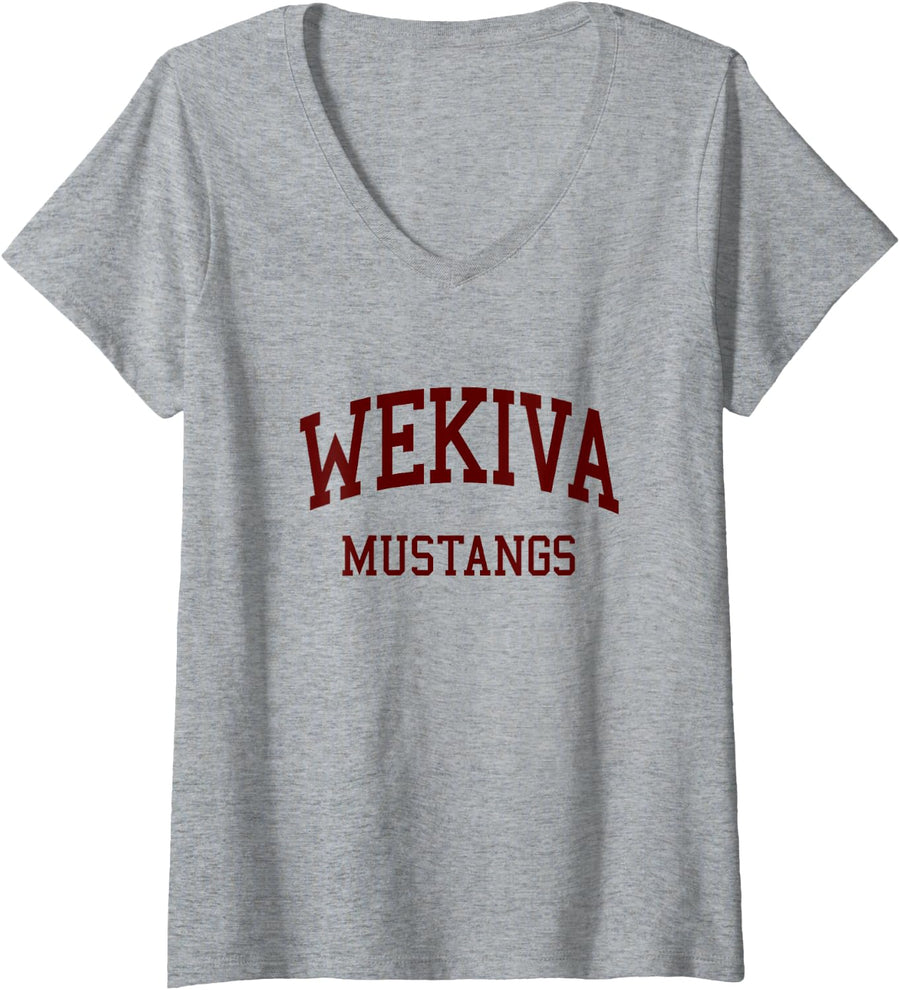 Womens Wekiva High School HS Apopka FL Retro V-Neck T-Shirt - Heather Grey
