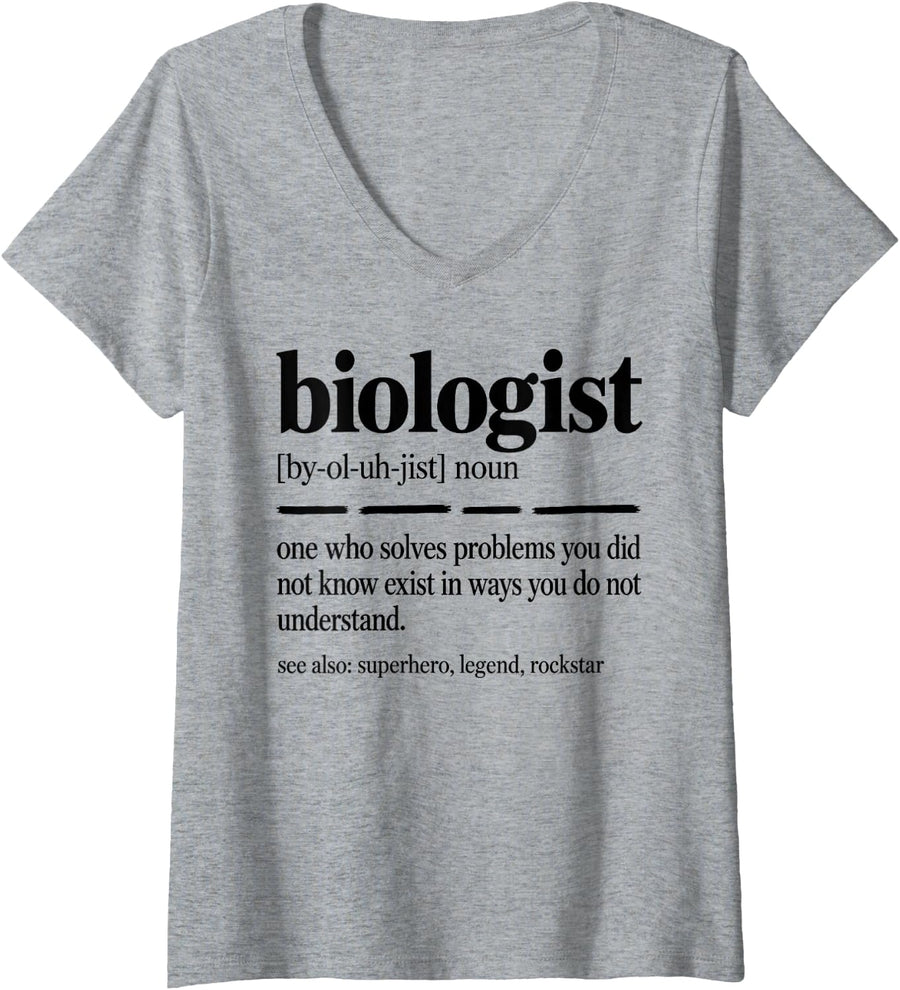 Women's Biologist Definition Scientist V-Neck T-Shirt - Heather Grey