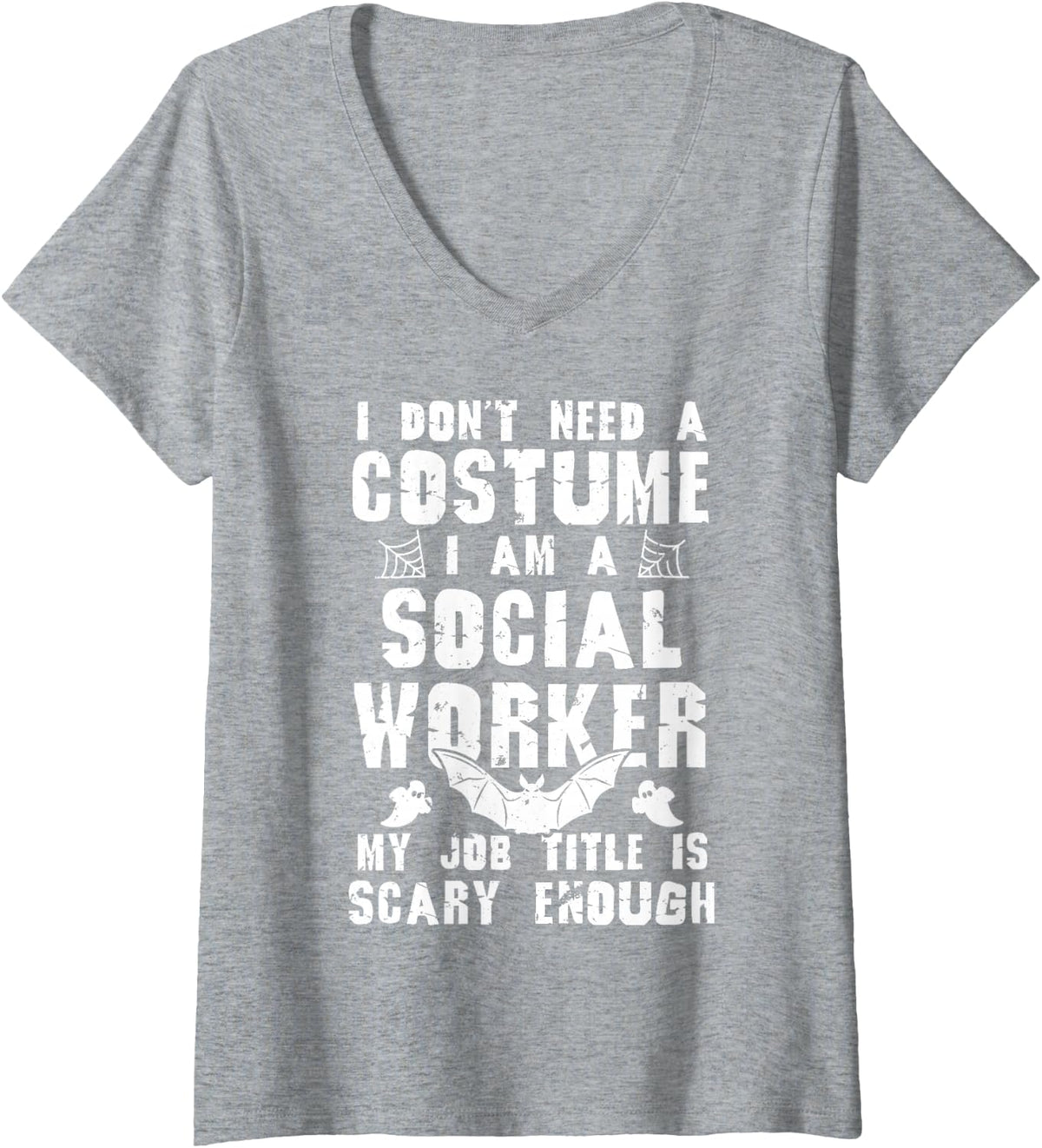 Women's Social Worker Halloween Costume Scary Funny Boo V-Neck T-Shirt - Heather Grey