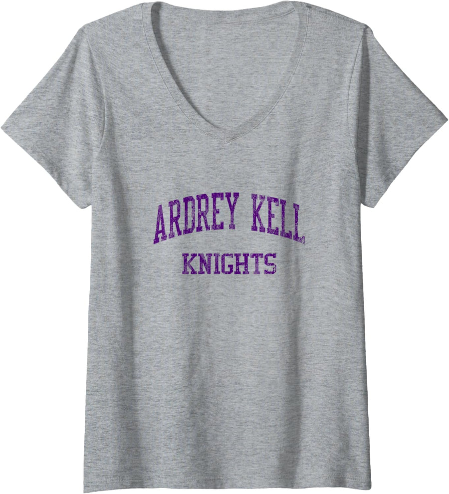 Womens Ardrey Kell High School HS Charlotte NC Vintage Sports V-Neck T-Shirt - Heather Grey