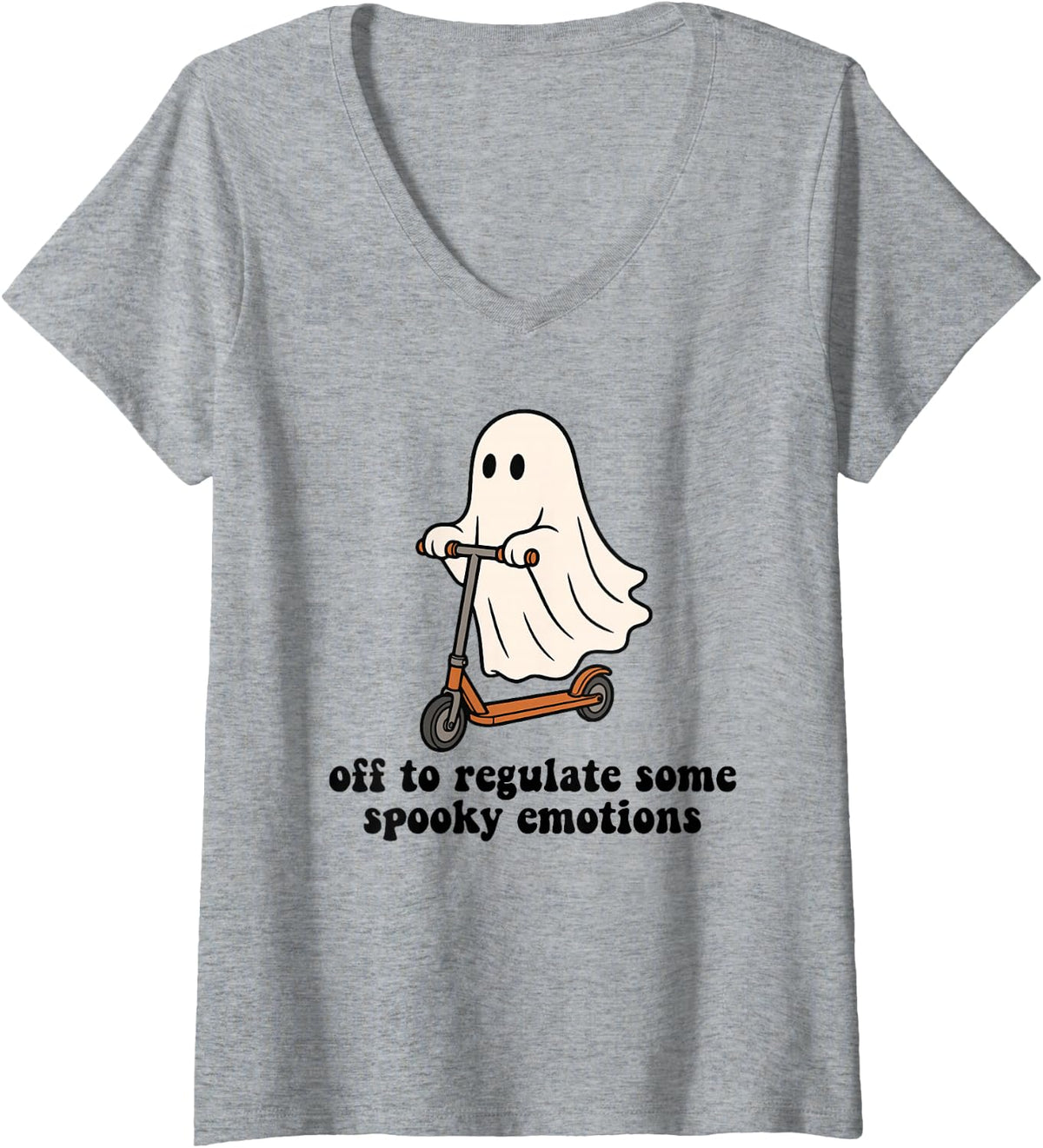 Women's Off to Regulate Some Spooky Emotions Mental Health Counselor V-Neck T-Shirt - Heather Grey