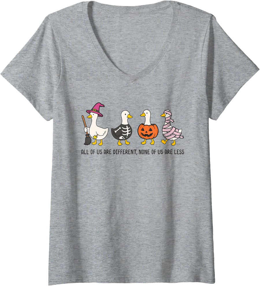 Women's Spooky Goose SPED Teacher Halloween Fall Spooky Season V-Neck T-Shirt - Heather Grey