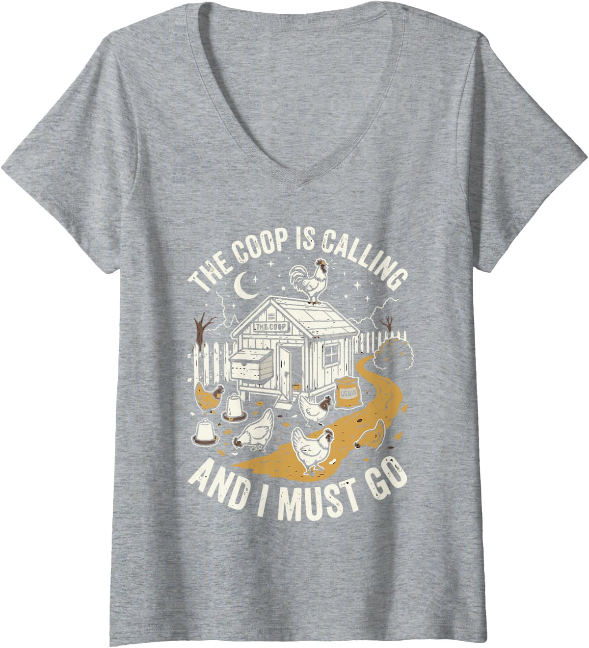 Women's Backyard Chickens Fresh Eggs Homesteading Chicken Keeper V-Neck T-Shirt - Heather Grey