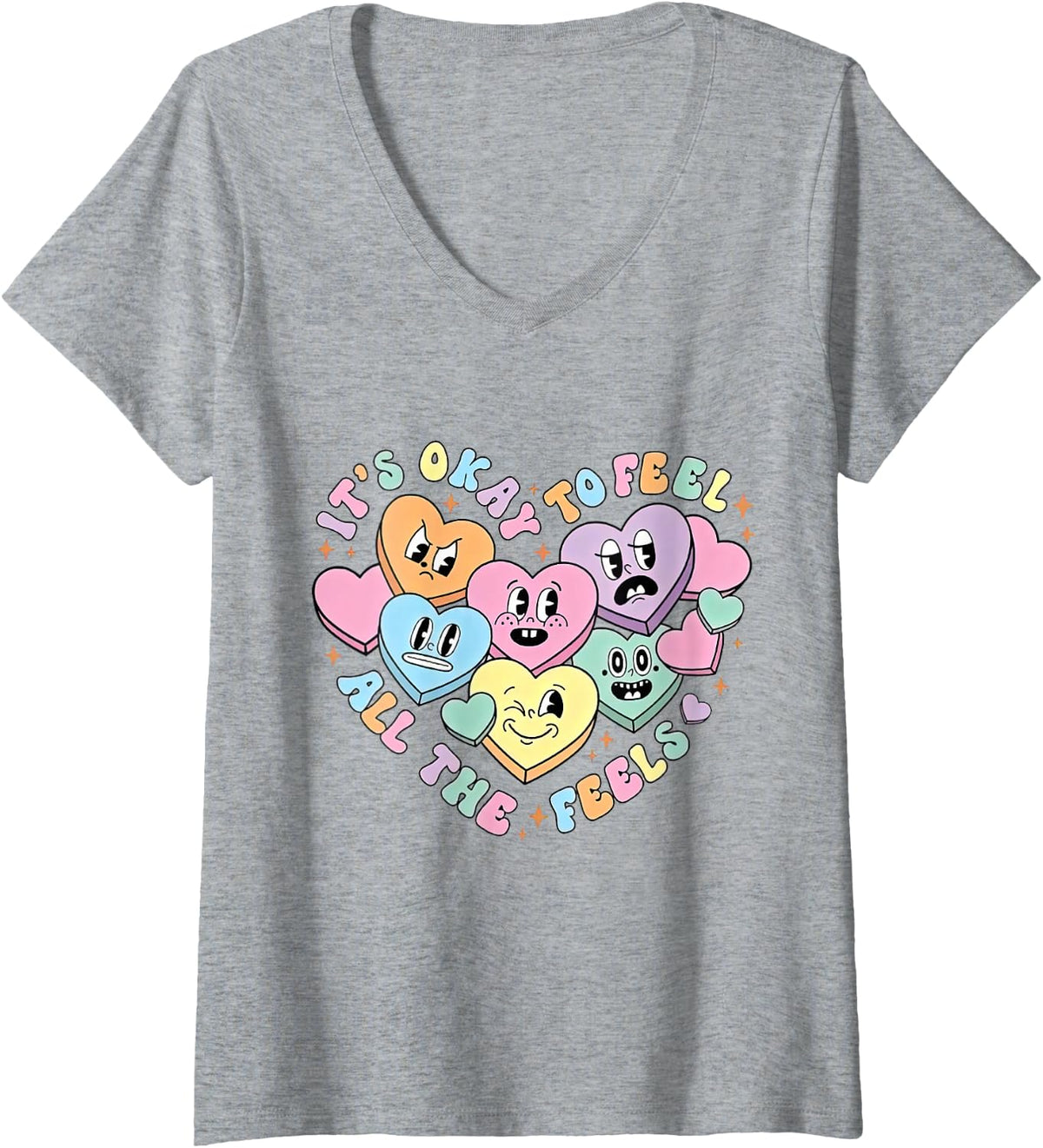 Women's School Counselor Valentine, Mental Health Valentine V-Neck T-Shirt - Heather Grey