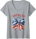 Women's Im Here for the Snacks and Freedom Day Kids 4th of July Boys V-Neck T-Shirt - Heather Grey