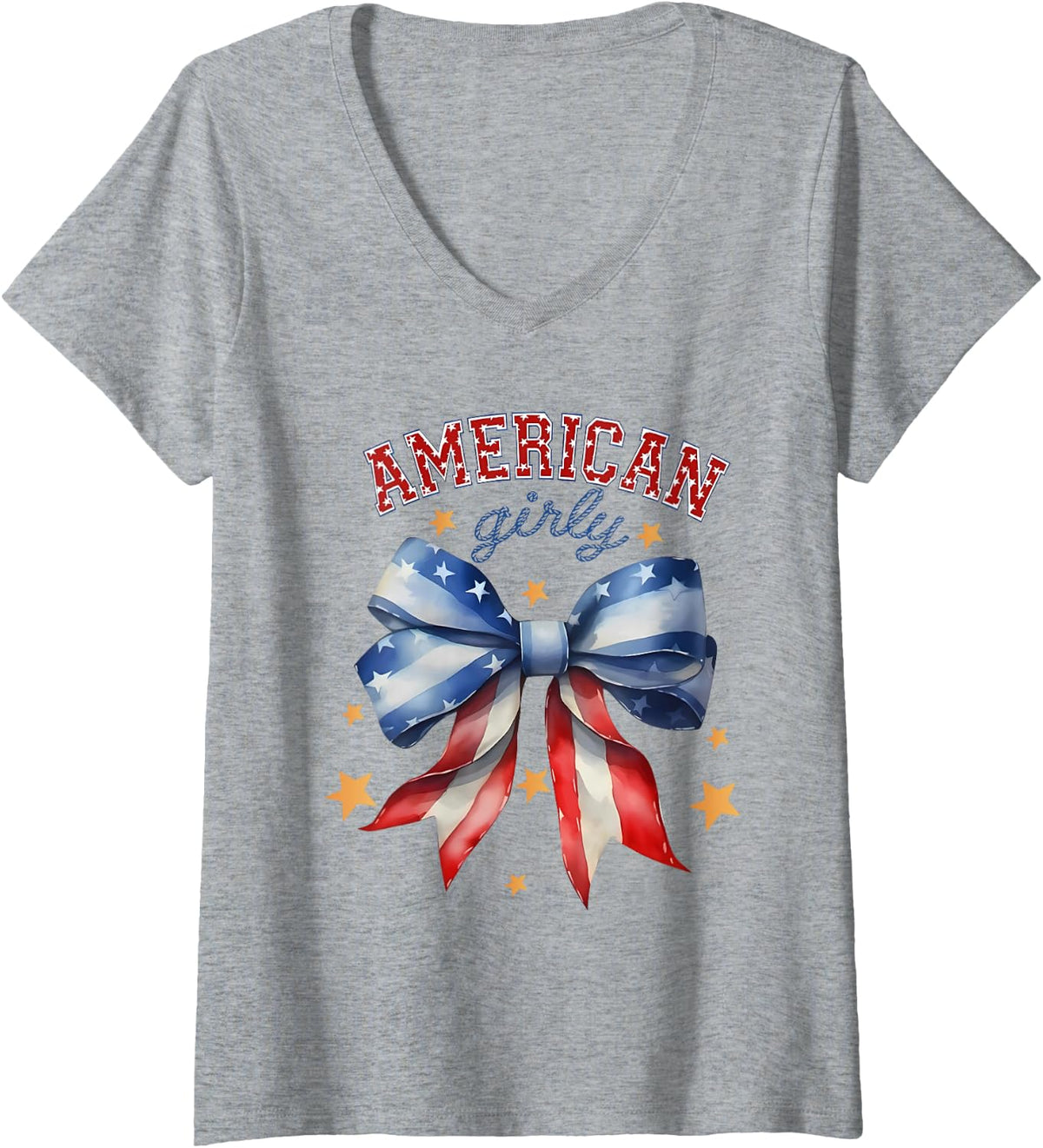 Women's Im Here for the Snacks and Freedom Day Kids 4th of July Boys V-Neck T-Shirt - Heather Grey