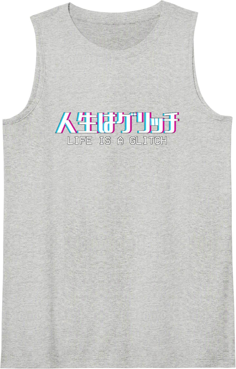 Life's A Glitch - Japanese Vaporwave Aesthetic Meme Sleeveless Tank Top - Heather Grey
