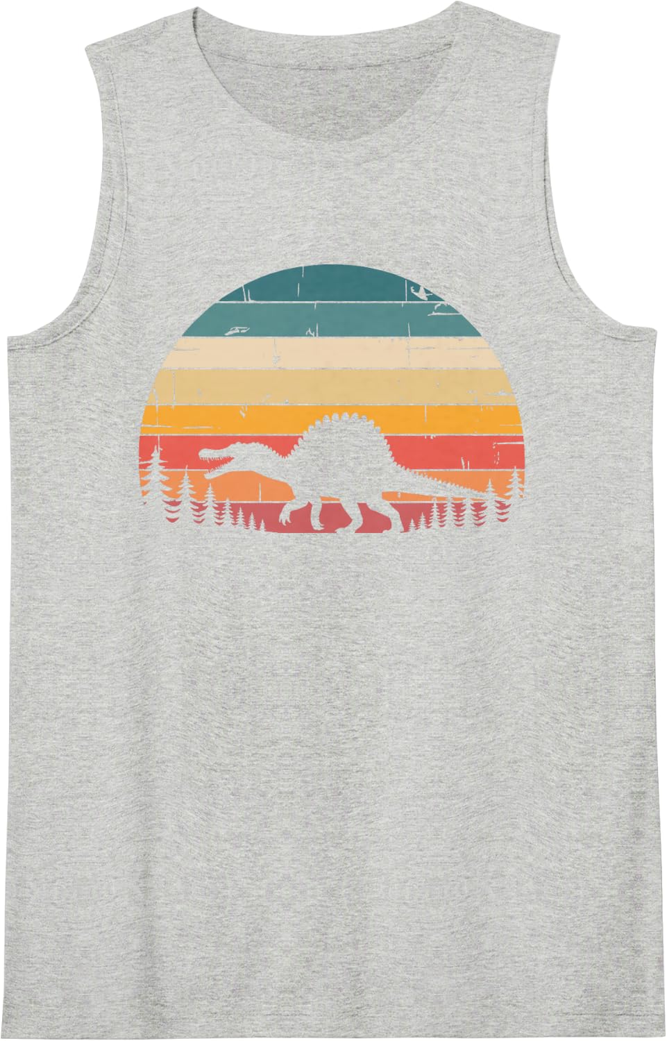 Funny Spinosaurus Design for Men Women Kids Dino Spinosaurus Sleeveless Tank Top - Heather Grey