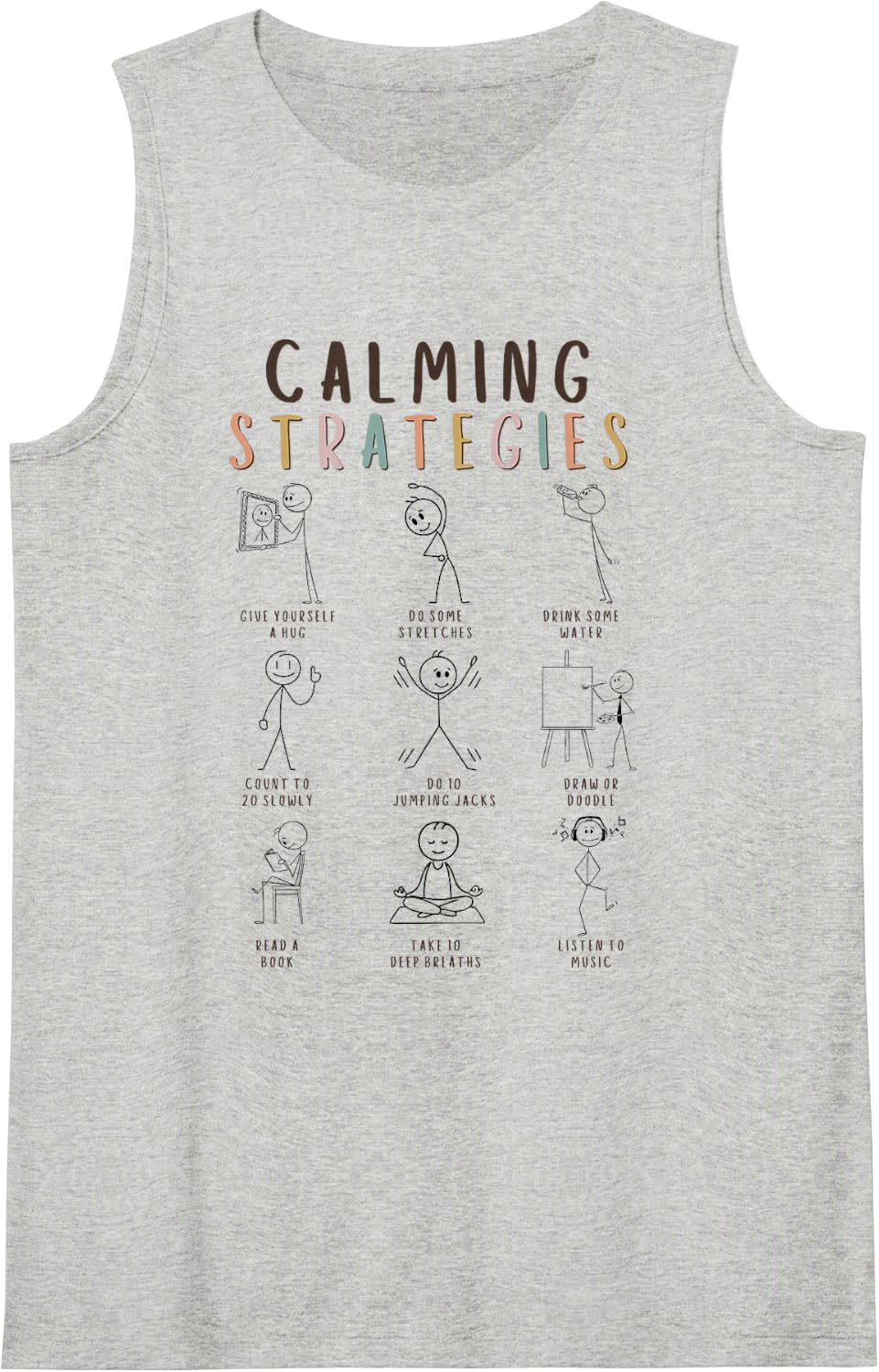 Calming Strategies School Counselor Mental Health Teacher Sleeveless Tank Top - Heather Grey