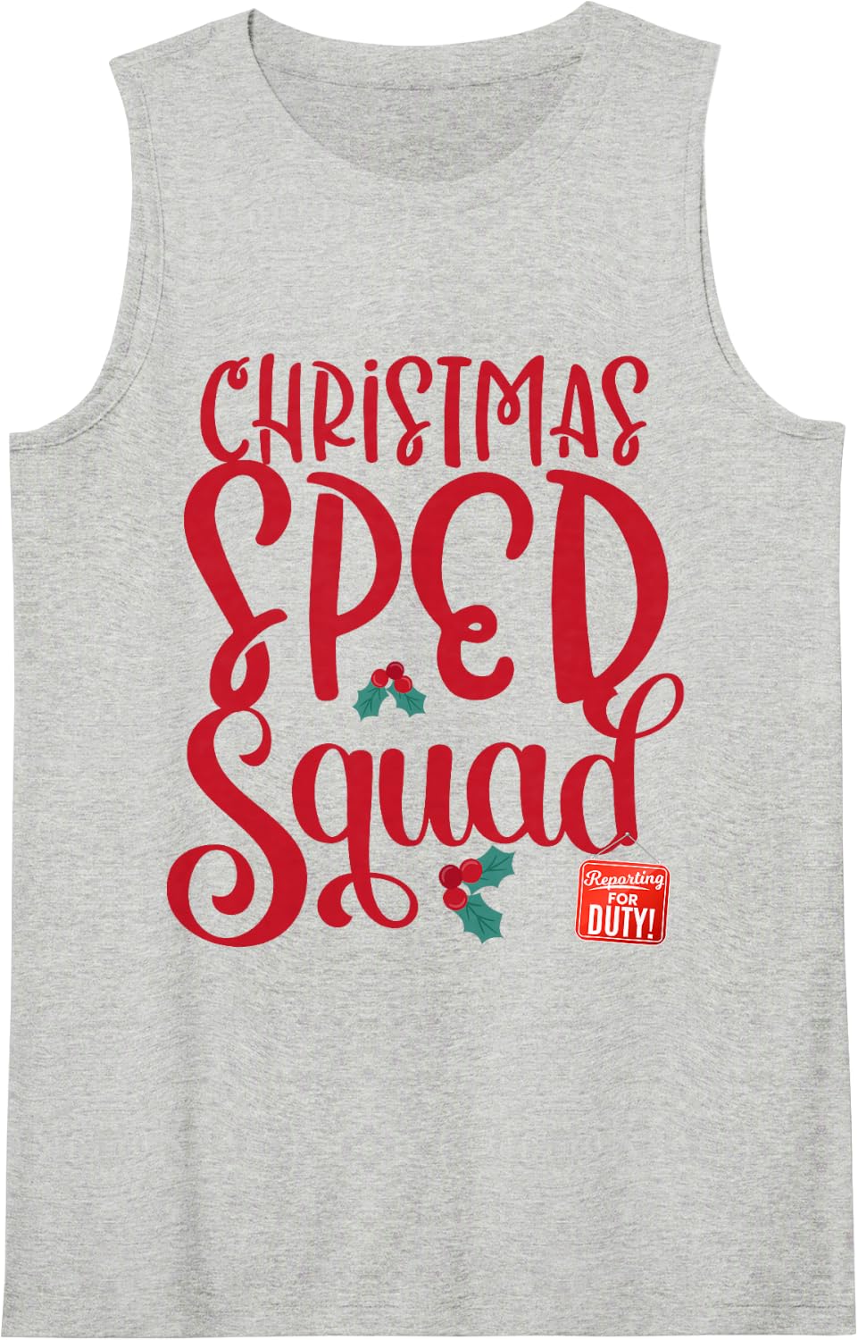 Christmas SPED Squad Teacher School Assistant SPED para Crew Sleeveless Tank Top - Heather Grey