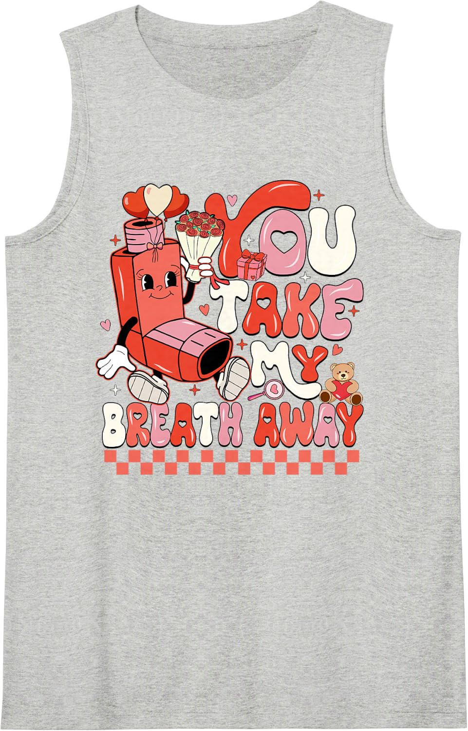 Funny You Take My Breath Away RT Lung Squad Valentine Day Sleeveless Tank Top - Heather Grey