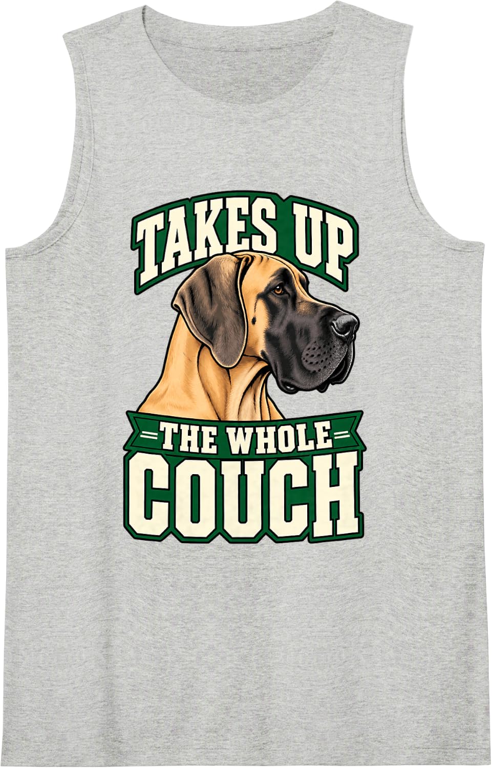 Great Dane Takes Up The Whole Couch Dog Dad Giant Breed Sleeveless Tank Top - Heather Grey