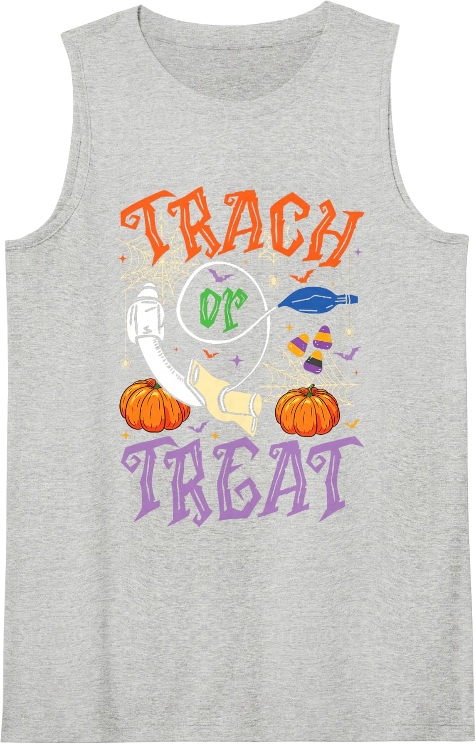 Respiratory Therapist Trach or Treat ICU RN Halloween Nurse Sleeveless Tank Top - Heather Grey