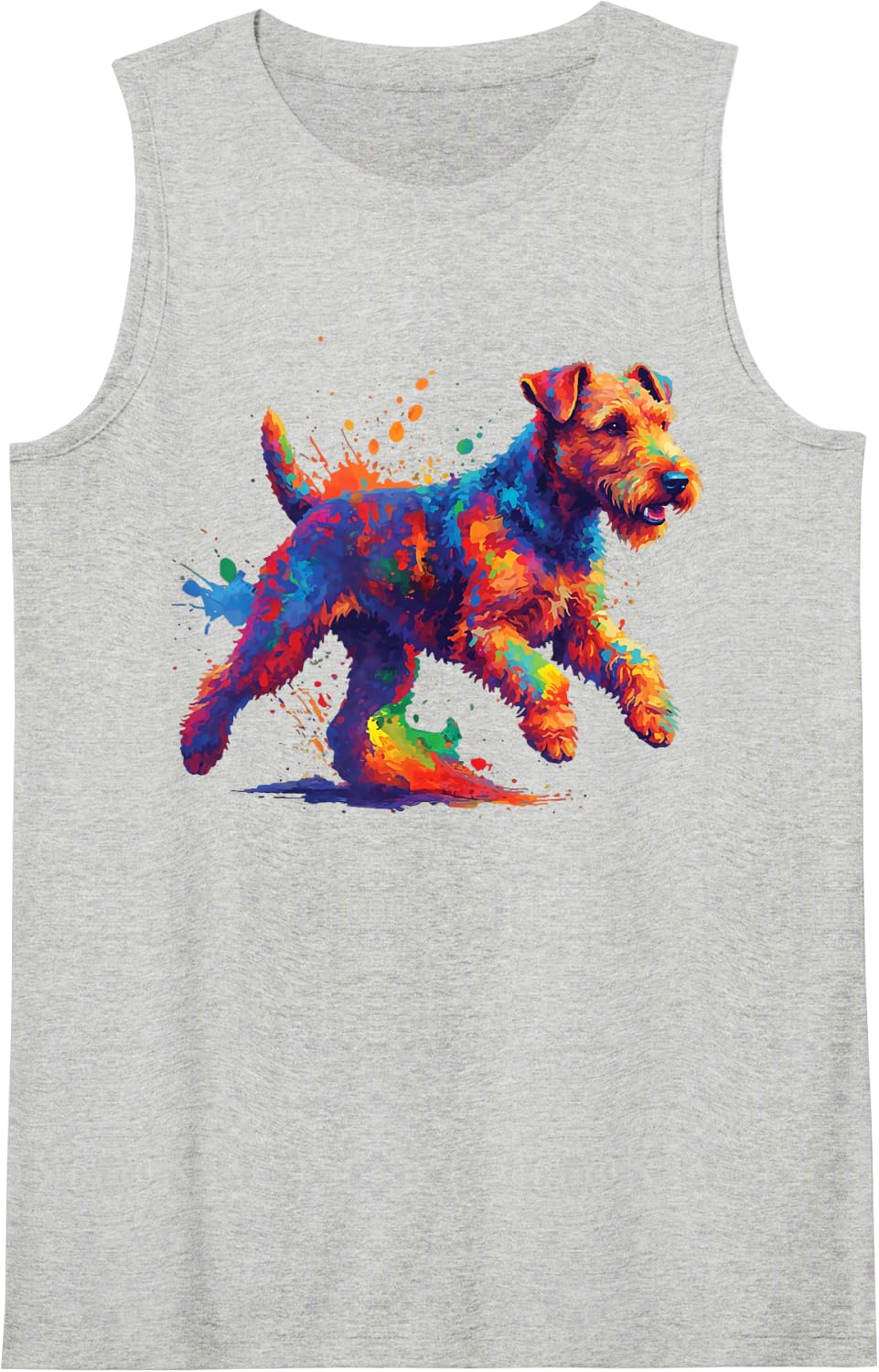 Lakeland Terrier Colorful Sleeveless Tank Top - Heather Grey