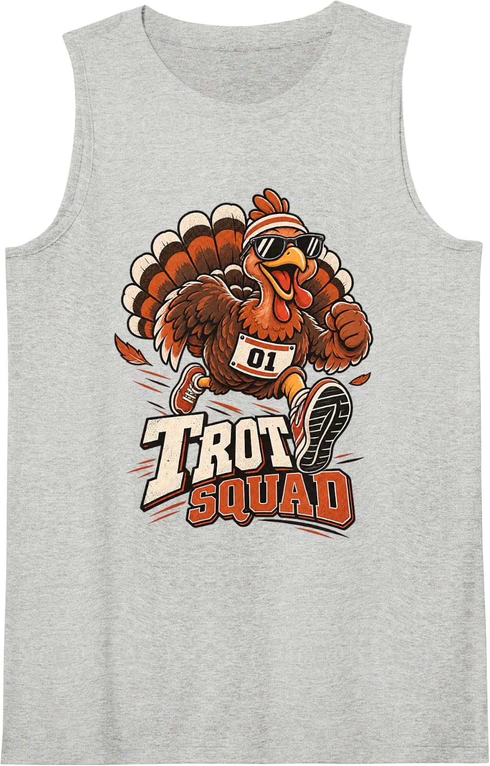 Trot Squad Turkey Thanksgiving Race Autumn Holiday Harvest Sleeveless Tank Top - Heather Grey