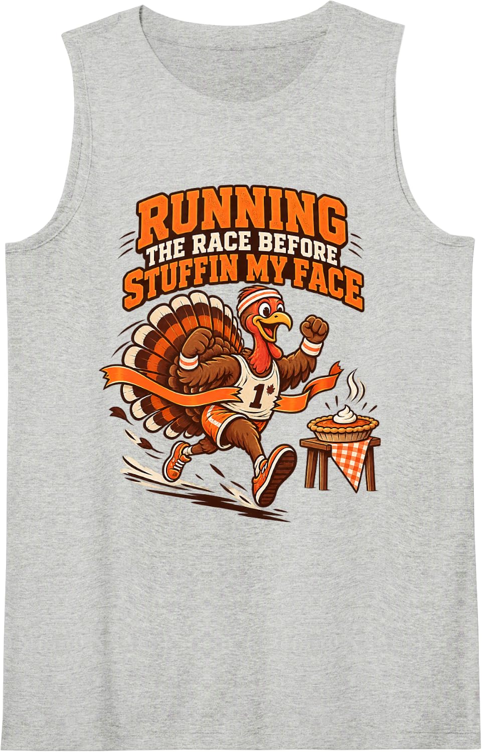 Turkey Race Stuffing Thanksgiving Funny Autumn Fall Dinner Sleeveless Tank Top - Heather Grey
