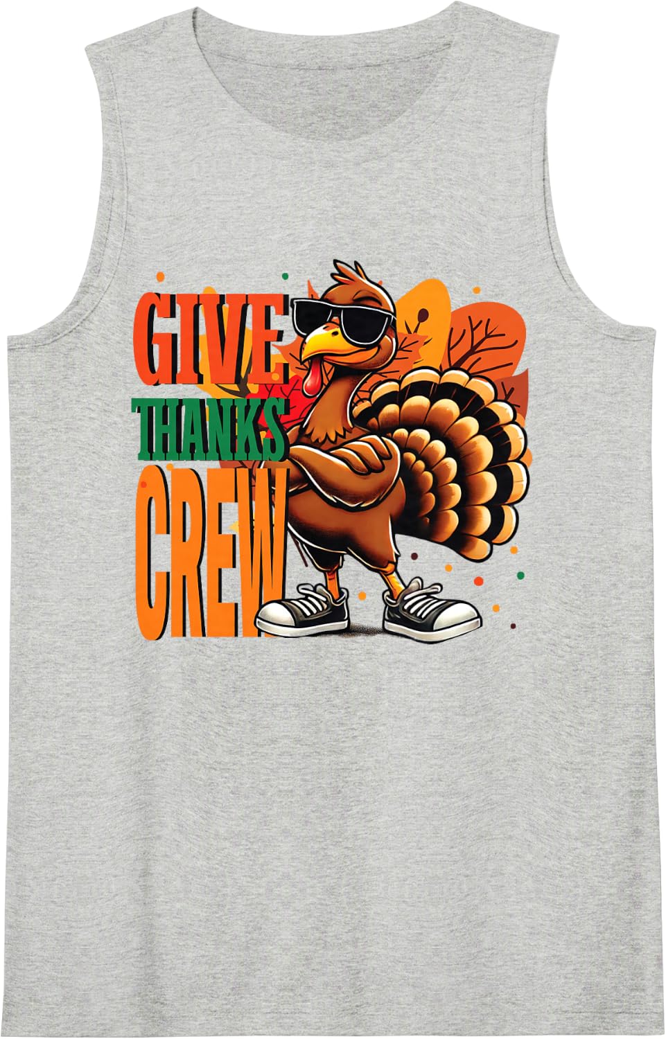 Give Thanks Crew Turkey Day Colleague Friend Group Matching Sleeveless Tank Top - Heather Grey