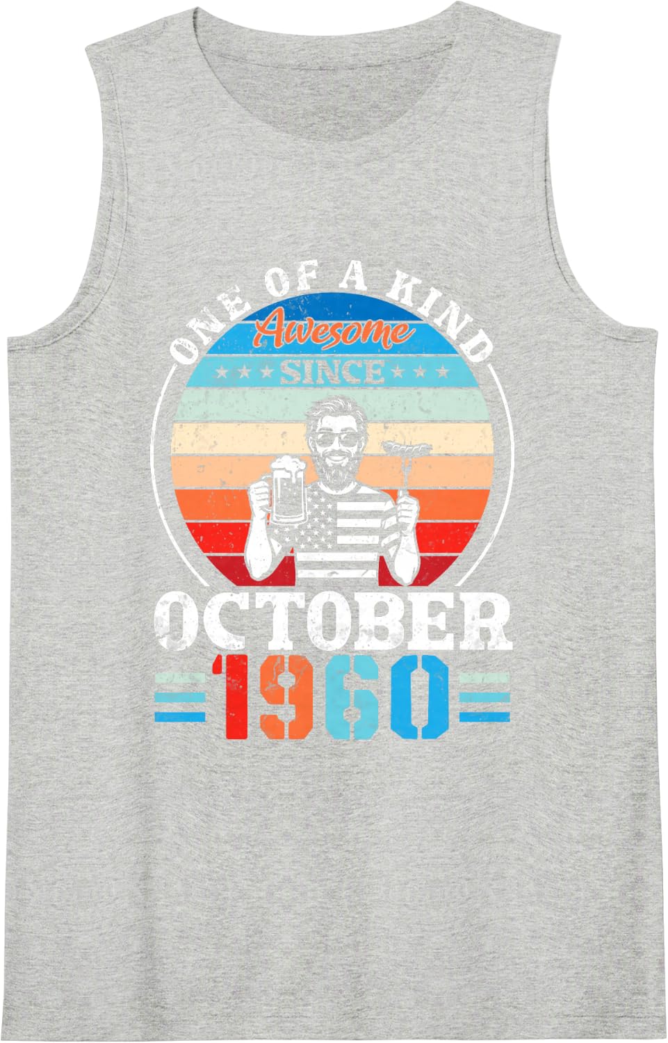 One of A Kind Awesome Since October 1959 67 Years Old Drink Tank Top - Heather Grey