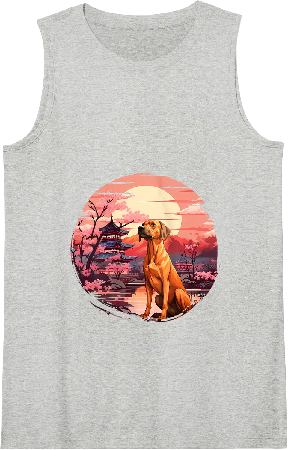 Japanese Sunset Rhodesian Ridgeback Tank Top - Heather Grey