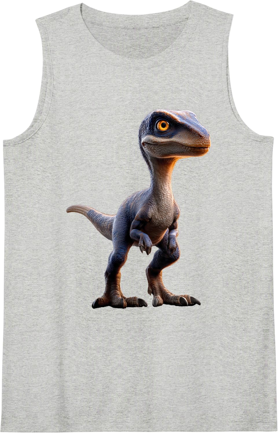 Raptor Velociraptor Dinosaur I Love Dinosaurs Dino Raptors Sleeveless Tank Top - Heather Grey