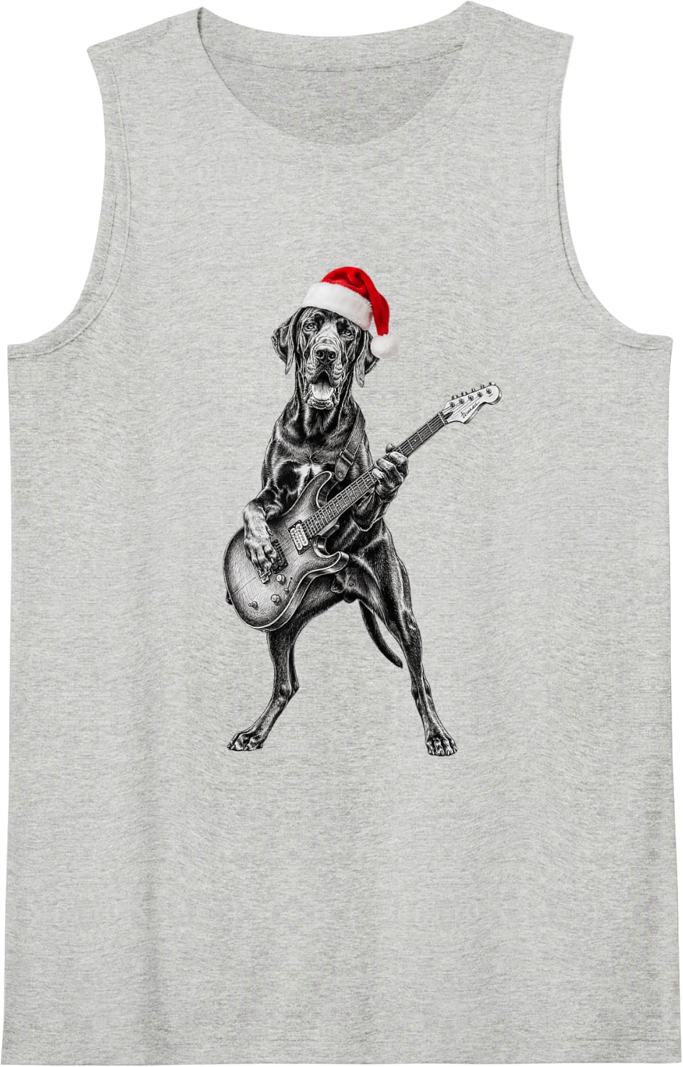 Great Dane X-Mas Rock Music Sleeveless Tank Top - Heather Grey