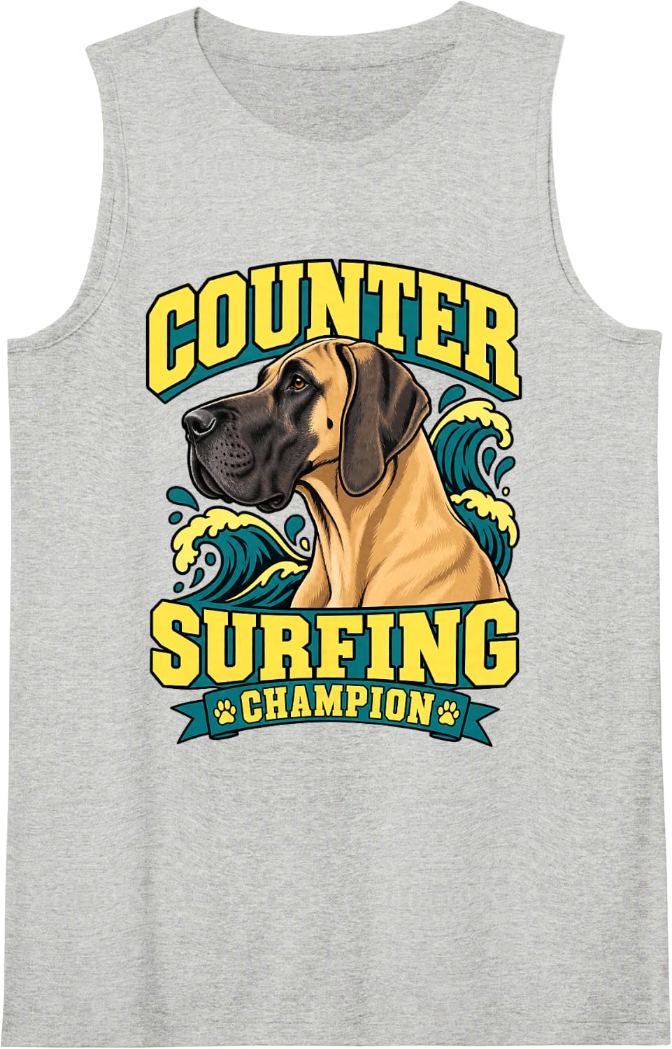 Great Dane Counter Surfing Champion Dog Owner Giant Breed Sleeveless Tank Top - Heather Grey