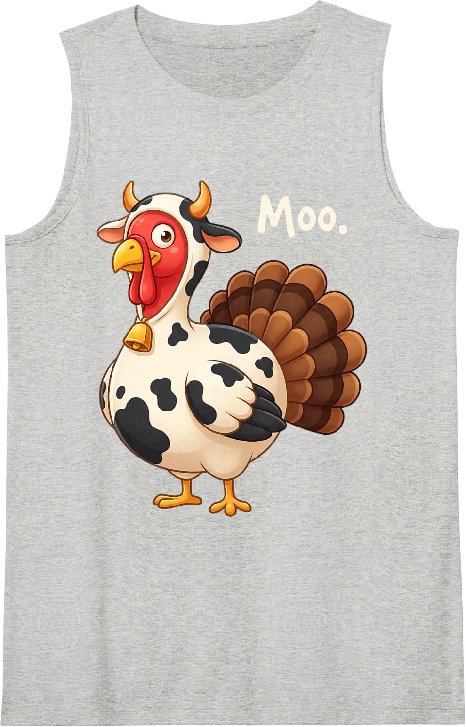 Turkey Moo Funny Thanksgiving Moo Turkey Cow Tank Top - Heather Grey