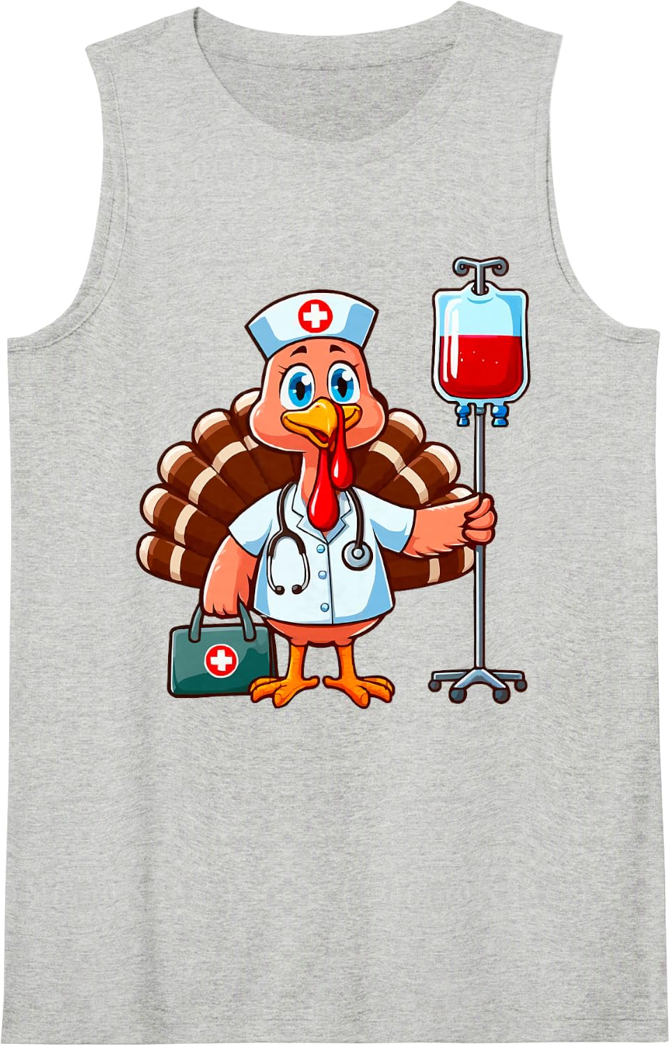 Happy Thanksgiving Nurse Turkey Day Family Dinner Funny Tee Sleeveless Tank Top - Heather Grey